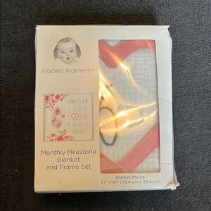 Pink Monthly Milestone Blanket and Frame Set